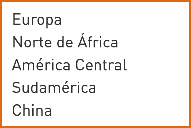 Europa Norte de África América Central Sudamérica China