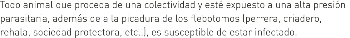 Todo animal que proceda de una colectividad y esté expuesto a una alta presión parasitaria, además de a la picadura d...